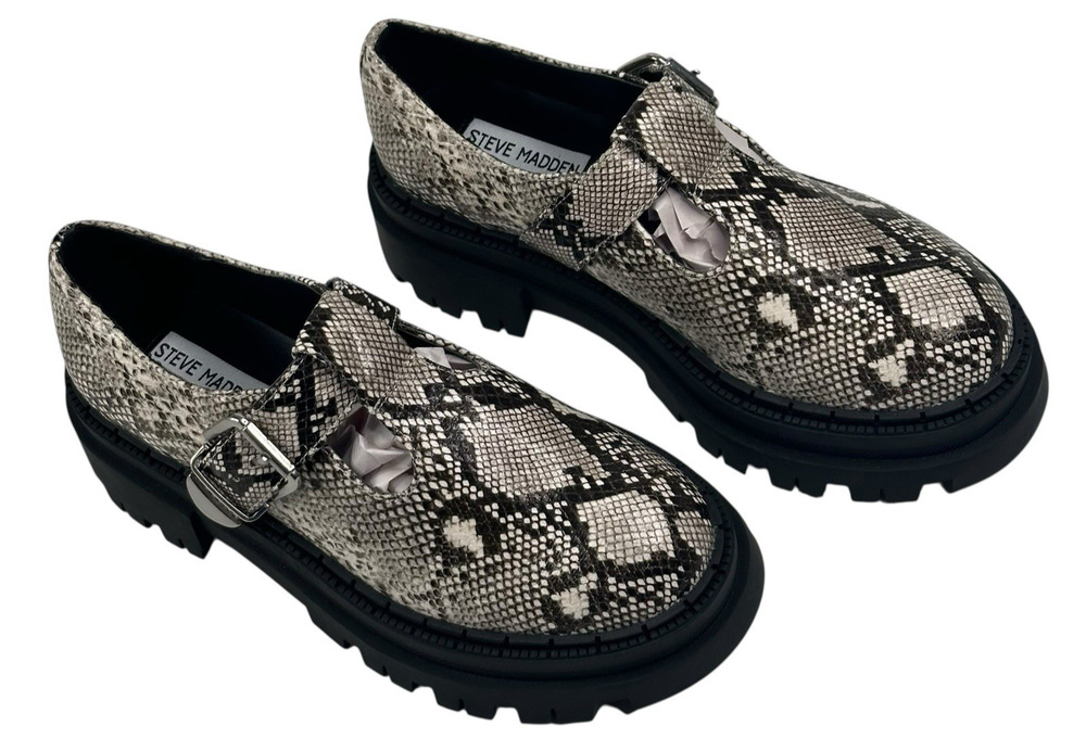 Steve Madden Kamlee Lug Sole Mary Jane Platform Snakeskin Print Womens 7M New